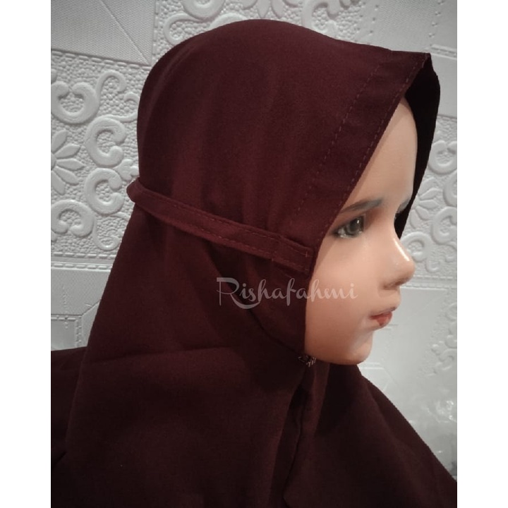 Bergo Maryam Anak Warna Merah Hati Usia 3-7Tahun/Bergo Maryam Instan