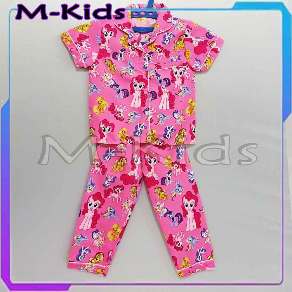 MKids88 - Baju Setelan Katun Piyama Anak Gambar Hello Kitty Keropi Beruang &amp; Kuda Pony