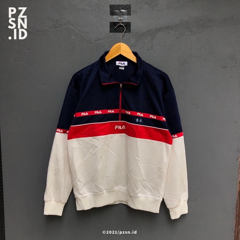 Jaket Training Fila / Fila Tritone Halfzip Tracktop Second Original
