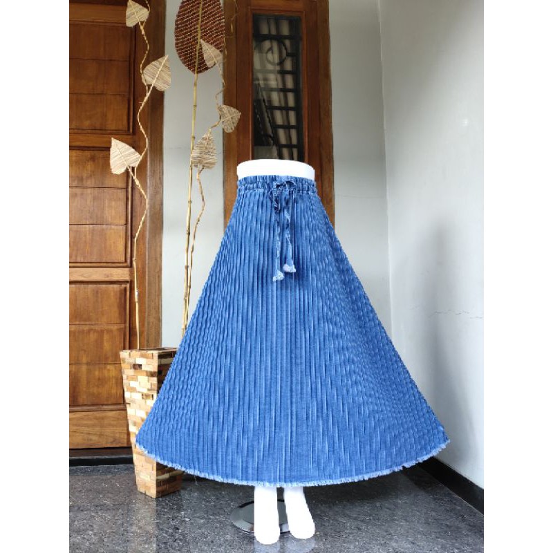 Rok Jeans Plisket Dewasa