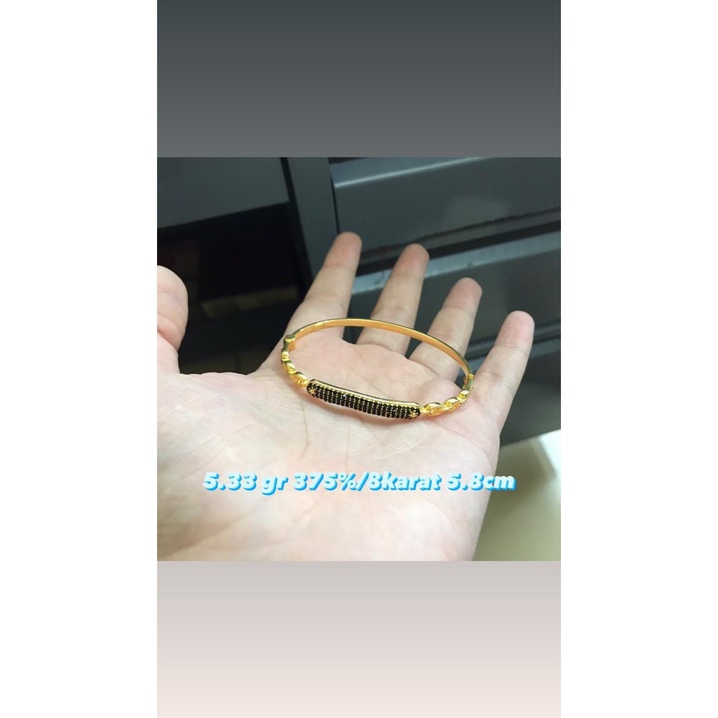 Gelang UBS emas asli kadar 375 mata hitam fashion bangle