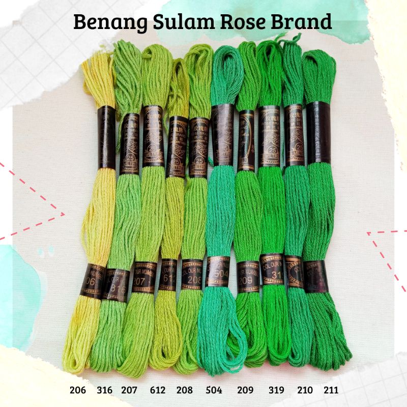 Benang Sulam Rose Brand - Hijau