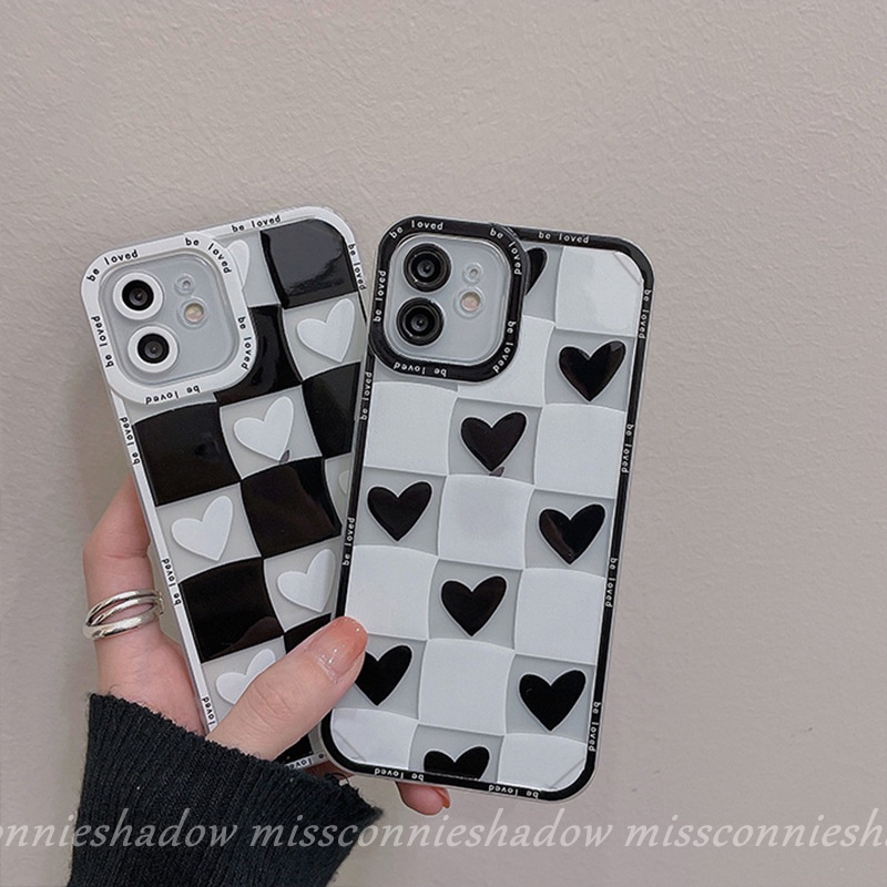 Oppo A17 A17K A95 A96 A76 A57 A55 A36 A77 A77s Reno 7Z 5 7 4F A74 A16K A16E A12E A15 A5S A12 A54 A3S A52 A1K A53 A94 A16 Reno6 Papan Catur Mewah Grid Love Heart Clear Case Cover
