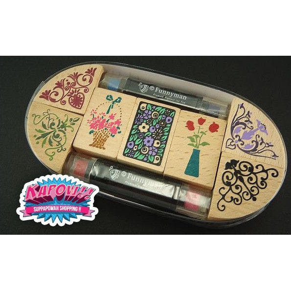 

FLORAL STAMPS SET INCLUDES 2 INK PEN - PAKET STEMPEL DEKORASI