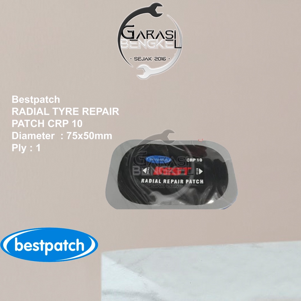 Bestpatch Radial Patch CRP-10 75x50mm Karet Tambal Ban Tubless Tiptop CRP10 Satuan