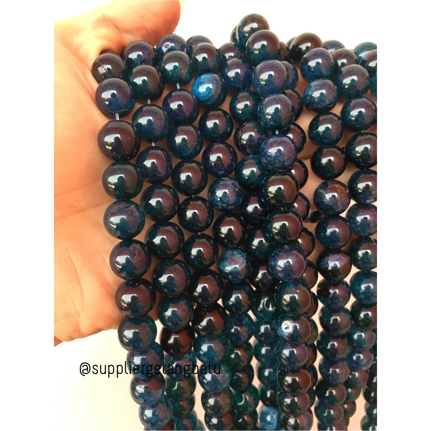 batu agate biru serat blue onyx 12mm akik alam natural supplier craft supplier grosir craft fashion