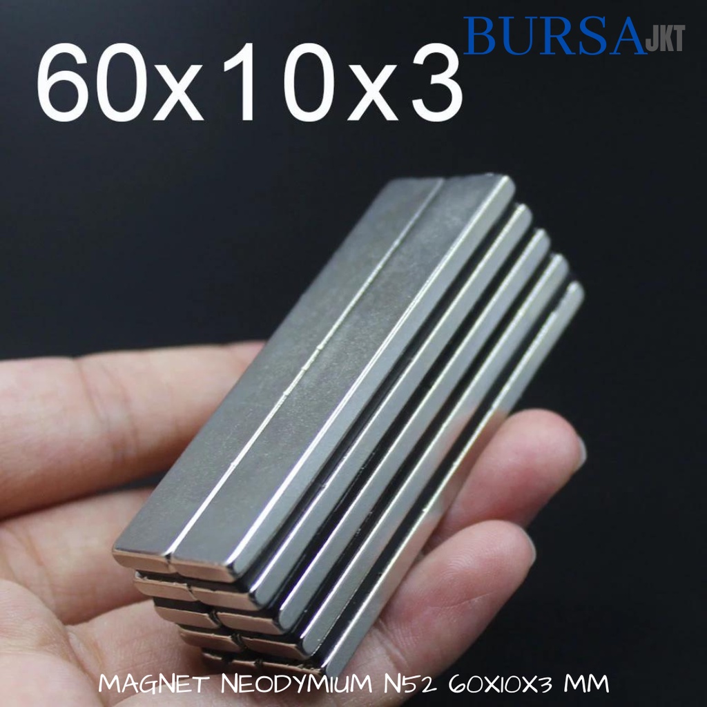 STRONG MAGNET SUPER KUAT N52  NdFeB SQUARE BAR BATANG 60X10X3 MM