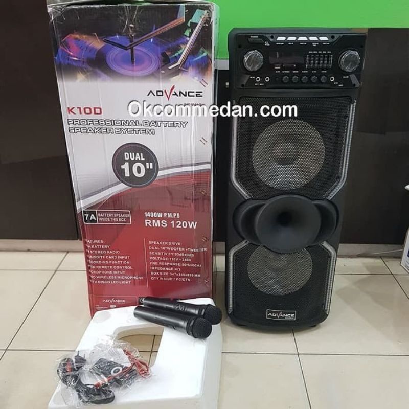 ADVANCE K10D N Speaker Meeting Portable Ukuran 10 inch x 2 - MIC 2 PCS