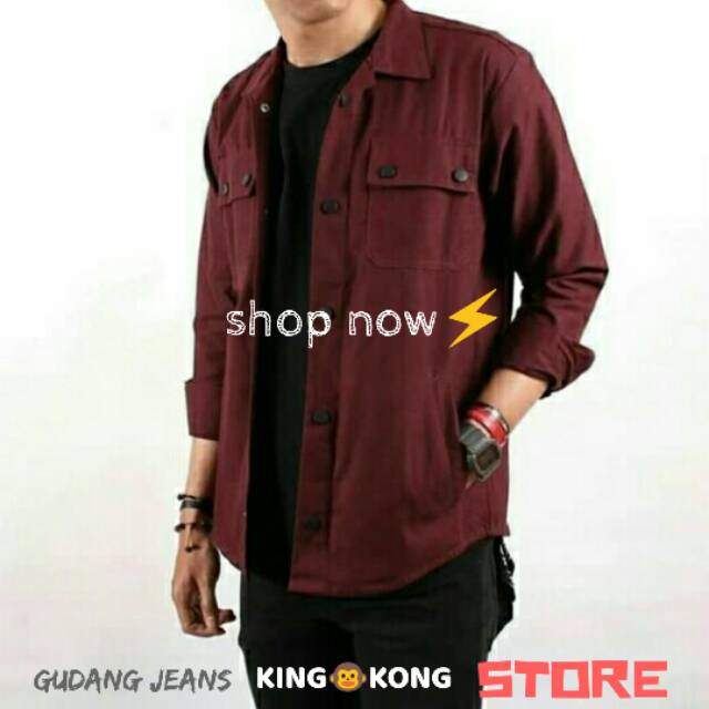 Jaket Kanvas Semi Parka Maroon DISKON