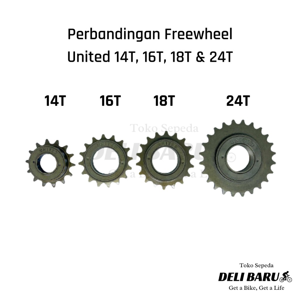 Freewheel gir belakang sepeda anak BMX 14T united