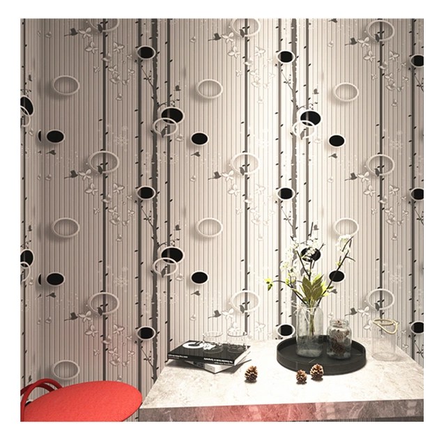 WALLPAPER DINDING MOTIF BURUNG HITAM 10m x 45cm