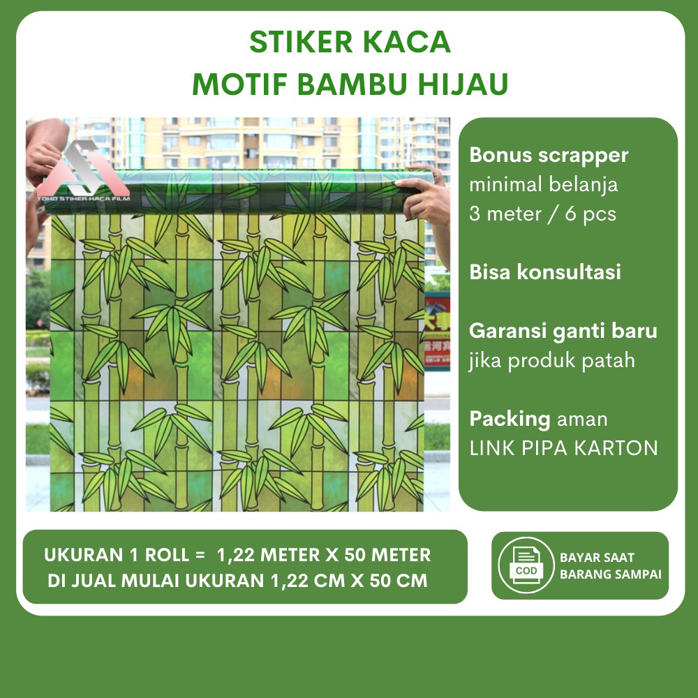 Sticker Stiker Kaca Film Motif Bambu Hijau Jendela Cermin Kacafilm Wallpaper Rumah