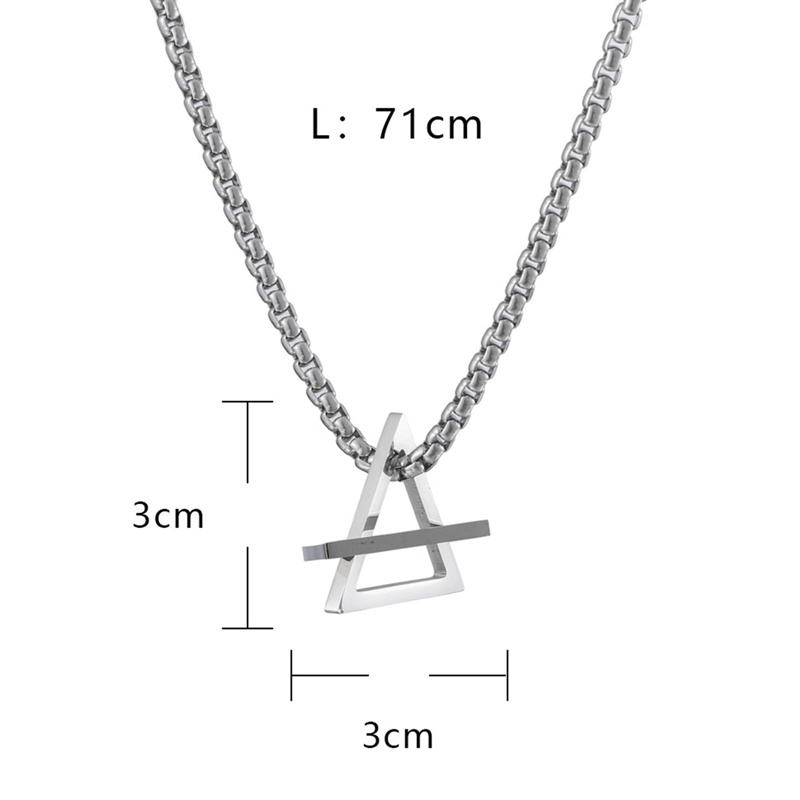 Kalung Dengan Liontin Bentuk Segitiga Bahan Stainless Steel Gaya Hip Hop Rock Untuk Pria