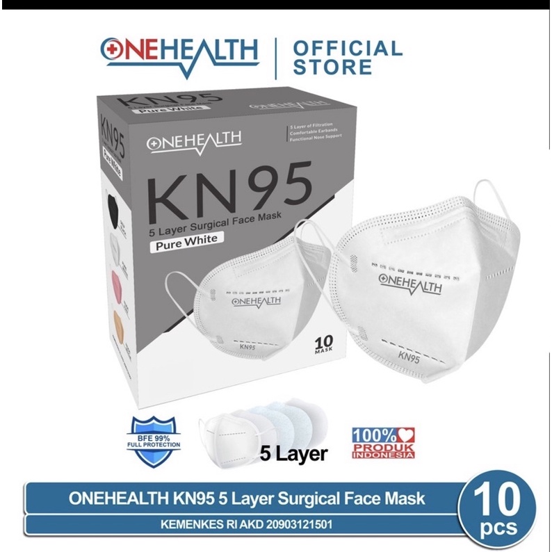 ONEHEALTH MASKER KN95 5ply Masker Medis isi 10 pcs