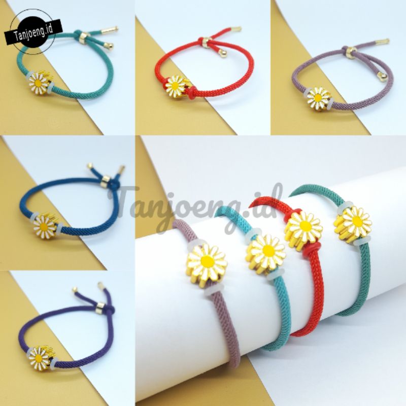 Gelang Tali Serut Wanita Gelang Liontin Bunga Daisy