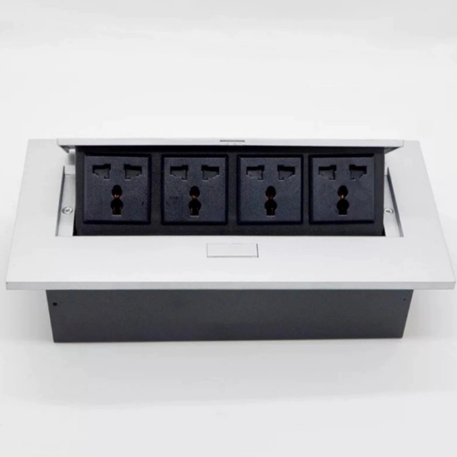 floor socket lantai meja panel 4 port lobang listrik