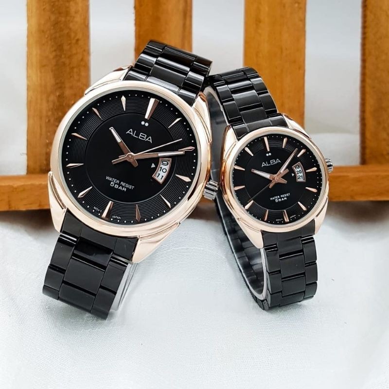 ALBA JAM TANGAN COUPLE PRIA DAN WANITA RANTAI STAINLIS STEEL