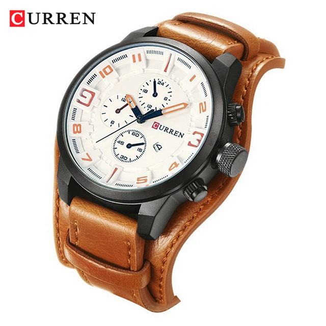 CURREN 8225 Jam Tangan Pria Analog Tali Kulit Chronograph Tidak Aktif WATCHKITE WKOS