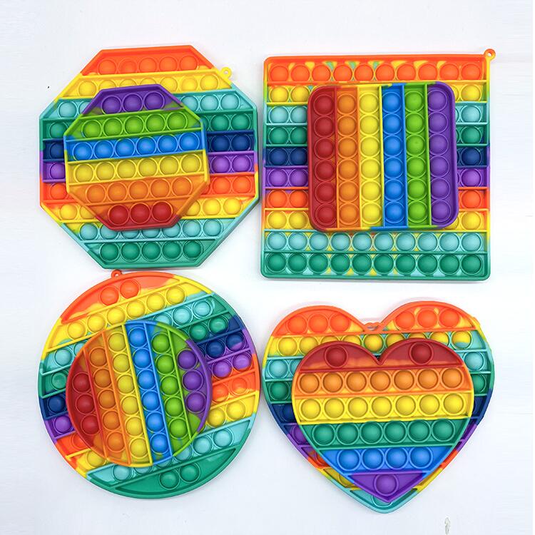 20 Cm Big Size Silicone Rainbow Pop It Fidget Toy Foxmind for Child Educational Push Bubble Figet Toys Simple Dimple