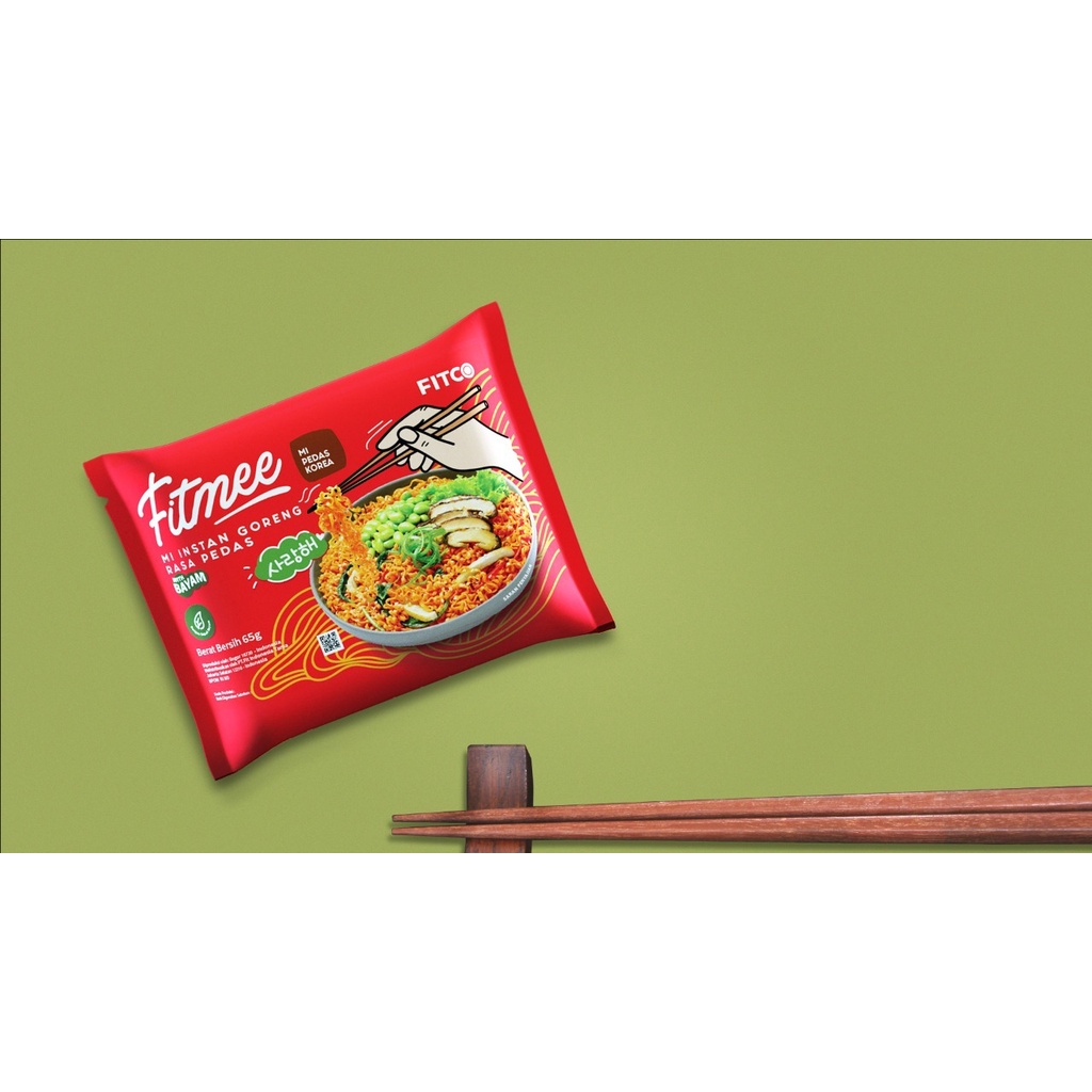 FITMEE MIE BAYAM GORENG PEDAS KOREA RENDAH KALORI 65GR | SPINACH NOODLE MIE INSTAN DIET SEHAT