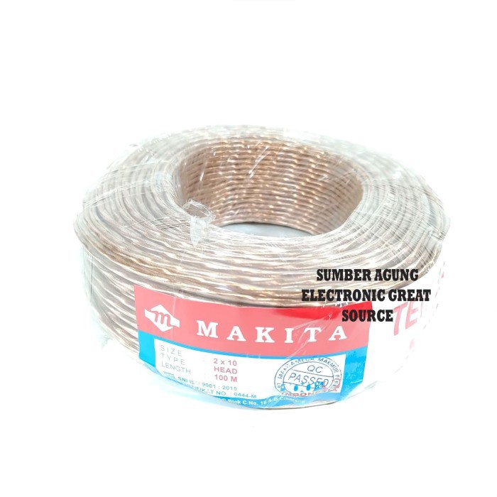 Kabel Head 2x10 100M Tembaga Makita SNI Serabut Isi Dua Gold Sherom