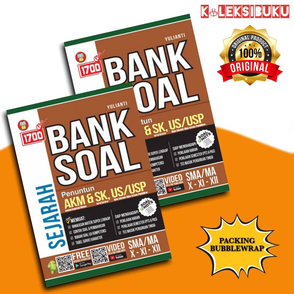 BANK SOAL 1700 SMA AKM&SK US/USP / MATEMATIKA/FISIKA/KIMIA/BIOLOGI/SEJARAH/GEOGRAFI/SOSIOLOGI/EKONOM-SEJARAH