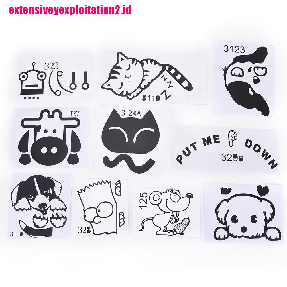 &lt; E2id &amp; &gt; Stiker Dinding DIY Gambar Kucing + Anjing Untuk Dekorasi Rumah