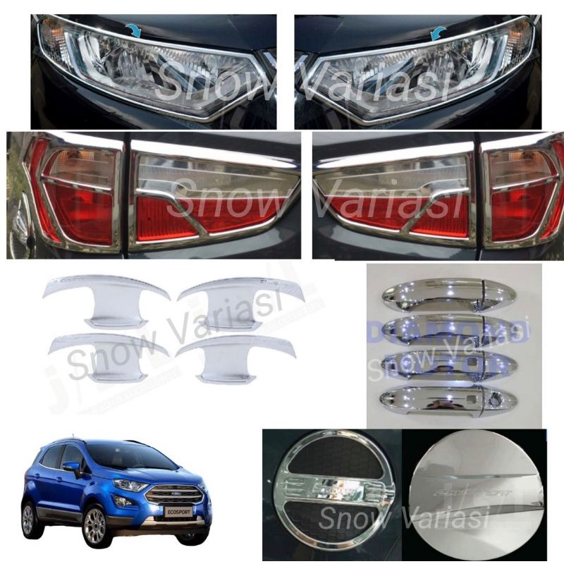 Paket Garnish Outer Handle Tank Cover Ford Ecosport Chrome