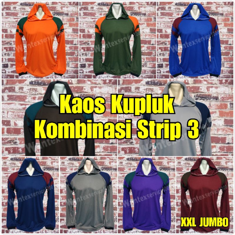 Kaos Basahan Kerja, (XXL) JUMBO, Kaos Tani Lengan Panjang, Kaos Proyek, Kaos Kuli, (STRIP JUMBO)