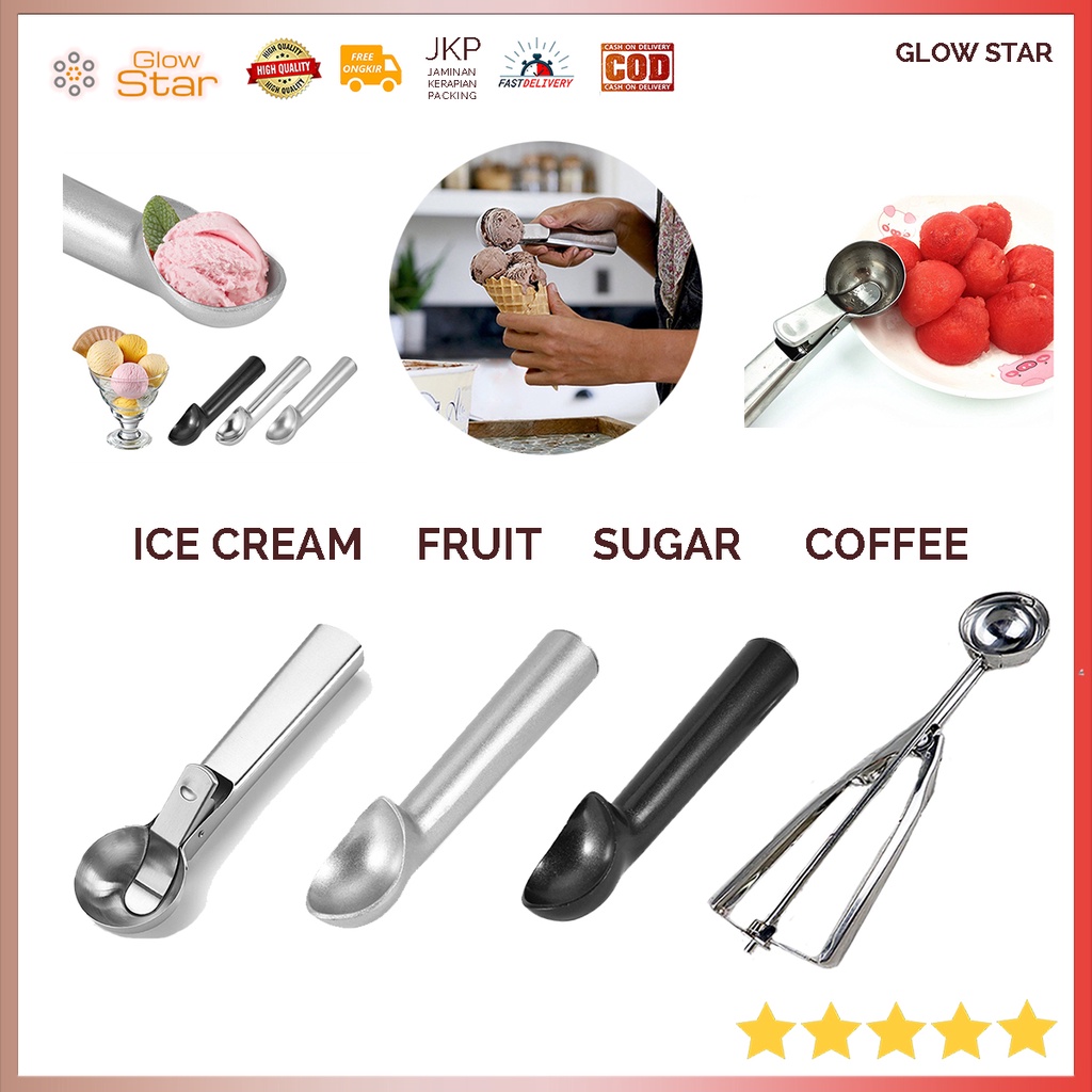 Sendok Cetak Bulat Buat Takar Es Krim Gula Kopi Anti Freeze Ice Cream Scoop Spoon Tebal High Quality