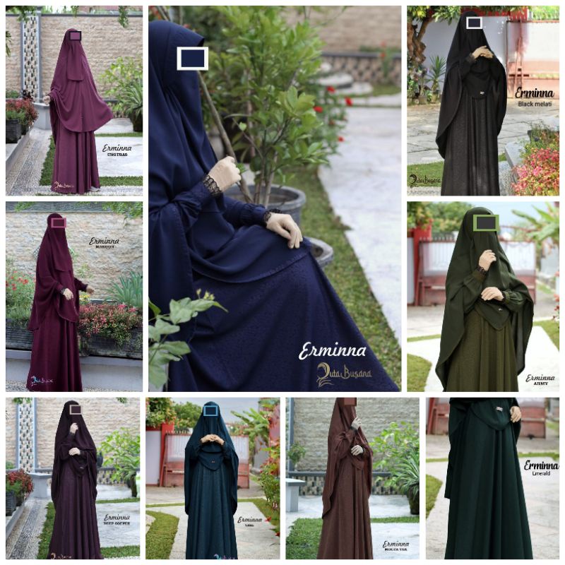 Gamis syar'i dewasa set khimar soft pad non pad Erminna by Duta Busana ready stok size XXXL/L4 [bs C