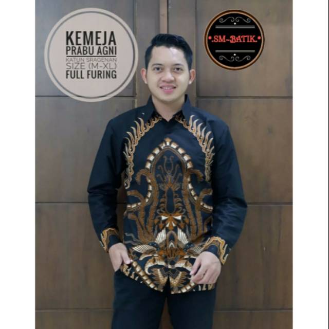 PRABU AGNI Kemeja Batik Pria Katun Sragenan Full Furing