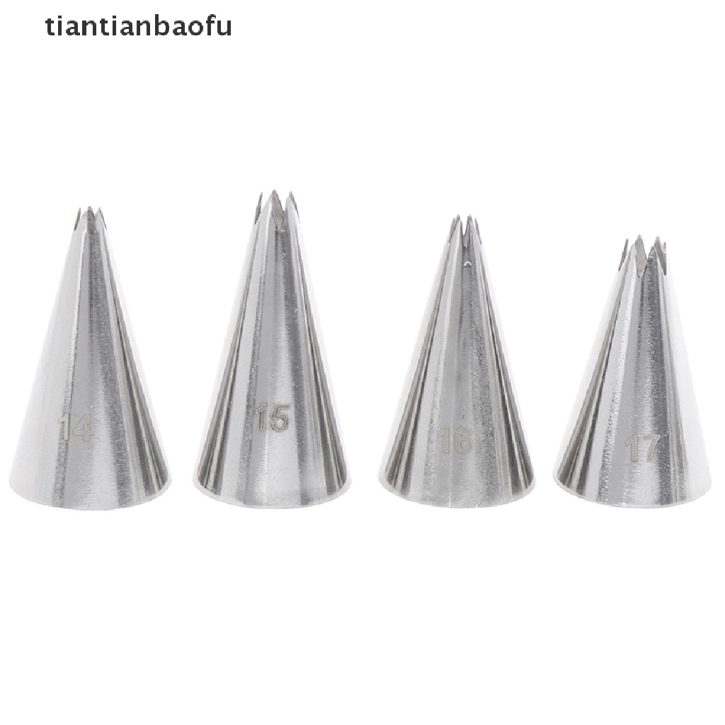 [tiantianbaofu] 9pcs Open Star Cream Piping Nozzles Cake Decorating Set Metal Pastry Bag Tips Boutique