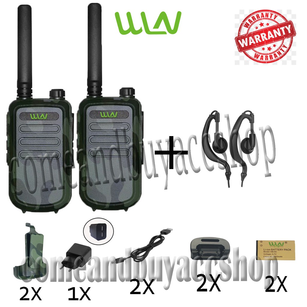 Paket Earphone WLN Walkie talkie KD - C10U LORENG HIJAU  ( isi 2 pcs )-Batrai 1500 mAh