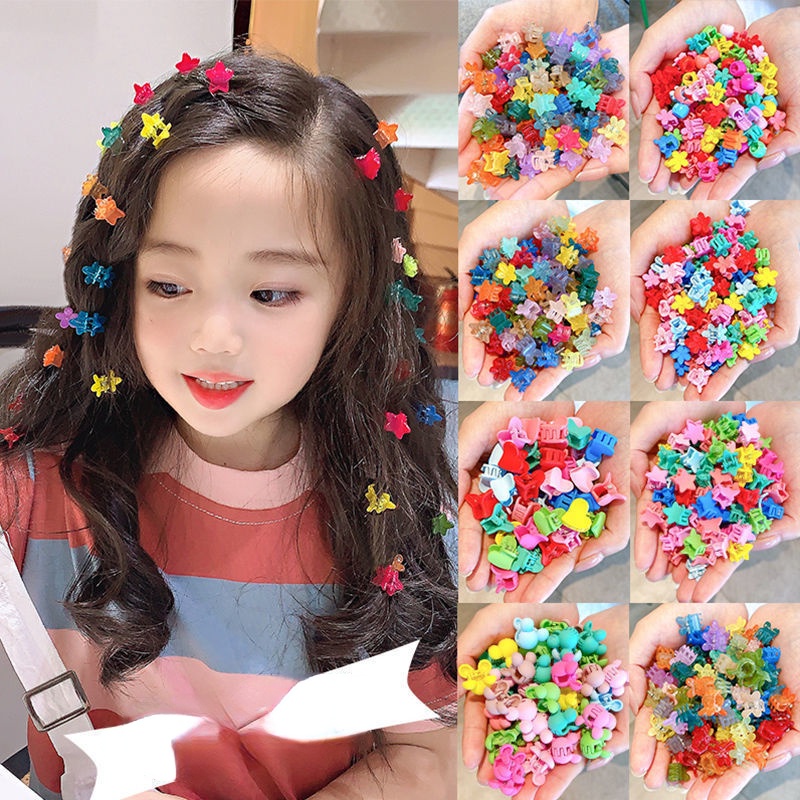 50pcs / Set Jepit Rambut Cakar Desain Kartun Bunga Bintang Mickey Warna-Warni Untuk Anak Perempuan 2022