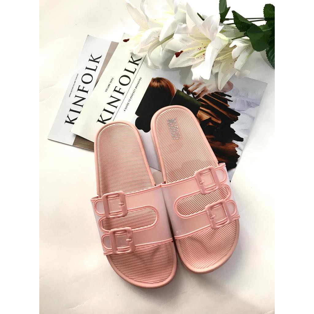 Sandal Slop Ban Dua Gesper Transparant BEST SELLER Import Morego V202-1-Baby Pink
