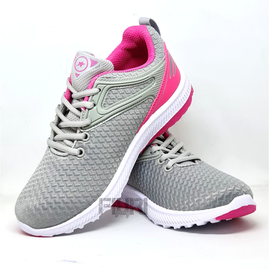 FIURI - Pro ATT Original - VIL 70 Abu - Abu Pink 37-40 - Sepatu Kets Wanita - Sepatu Sneakers Wanita - Sepatu Olahraga Sport Wanita - Sepatu Casual - Sepatu Jogging Lari Fitness Gym Senam Wanita - Sepatu Cewek - Sepatu Sekolah Bertali SD SMP SMA