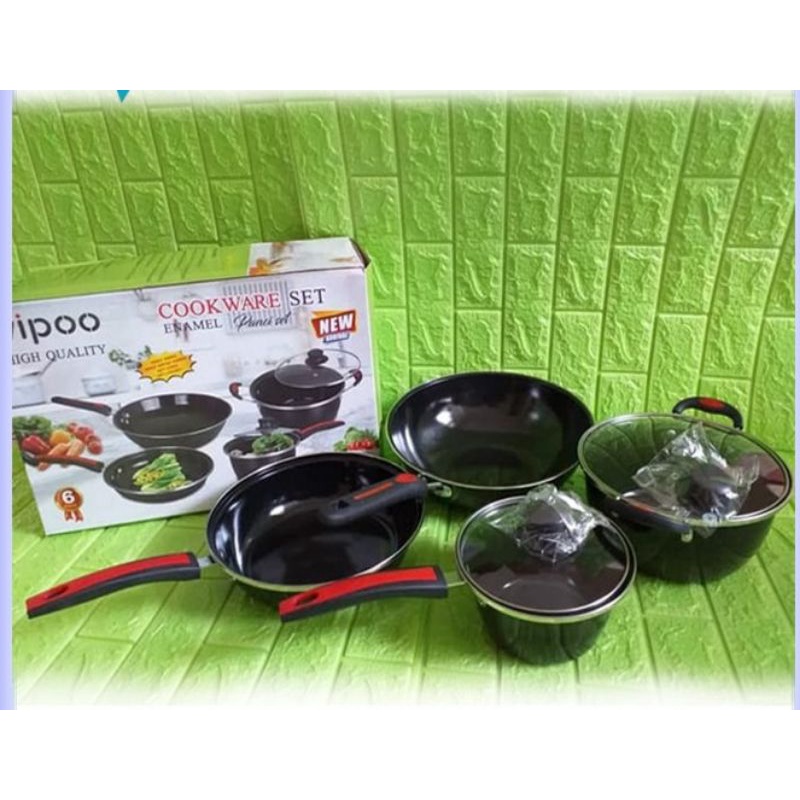 panci set VIPPO  ,  V 1834  , GSF 1831 , 2630  Enamel , panci anti lengket , panci cookware set