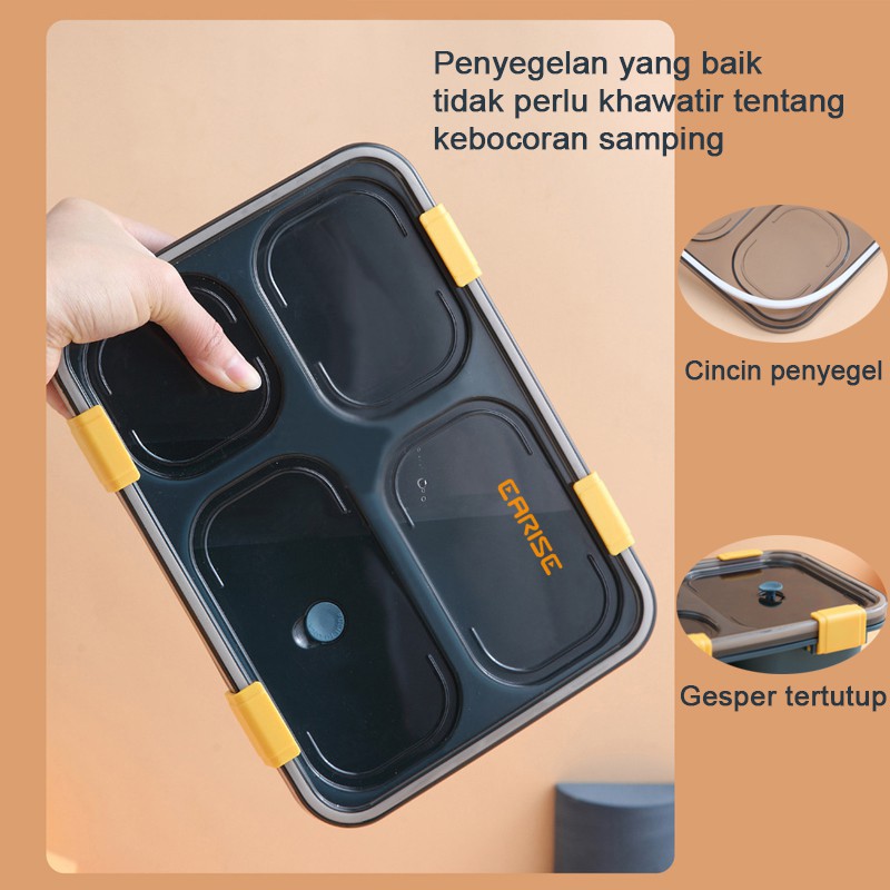 POTE Kotak Makan 3/4 Grid Dengan Kotak Sup Dan free Sendok Gratis/Anti bocor 850ml/1300ml  | Bebas BPA