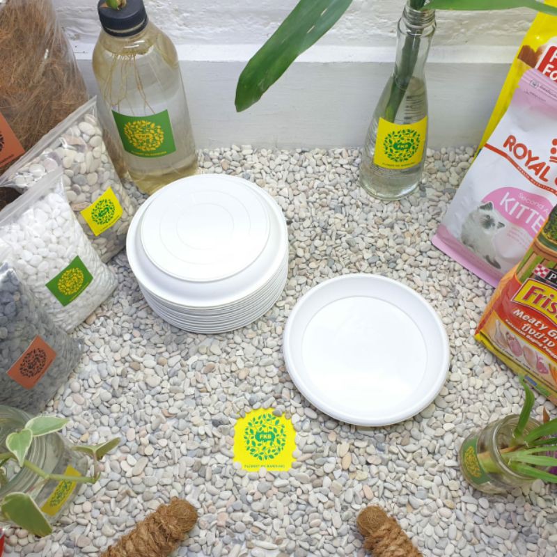 Grosir Alas Tatakan Pot Bunga Lavenia 18 Plastik Putih Tanaman Hias