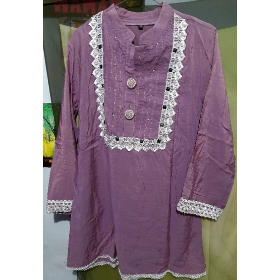 Preloved Tunik Renda Ungu Lilac Wanita
