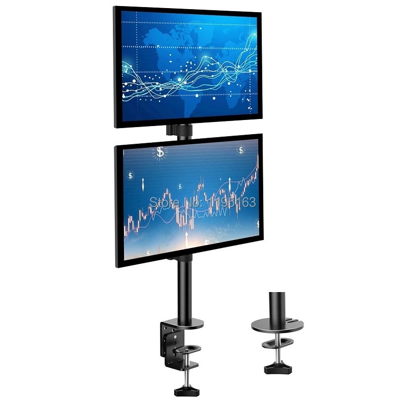 Triple W Vertical Dual Bracket Monitor Stand Clamp Breket Desk LED LCD