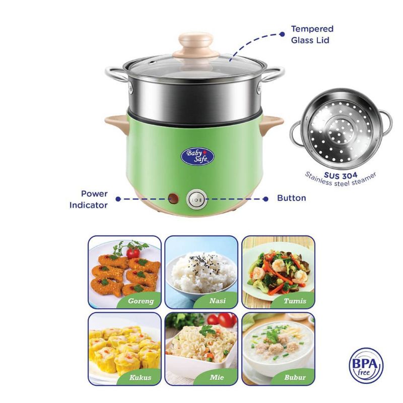 BABYSAFE Multi Cooker Hot Pot Steam Boil Fry Baby Safe LB011