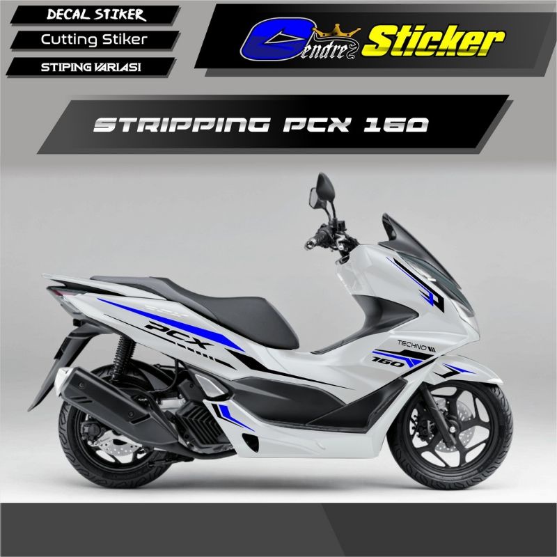Striping Cutting Sticker Honda NEW PCX PUTIH 2021 160cc Biru