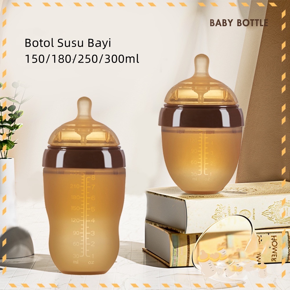 Botol Susu Piko Bello Coklat Botol Susu Silikon Bayi Anti Kolik Botol Susu Wide Neck BPA Free BB06