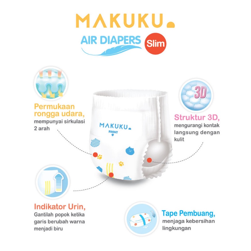 Makuku SAP Diapers Comfort Fit, Comfort+, Slim Care, Slim | Popok Bayi Tipe Perekat