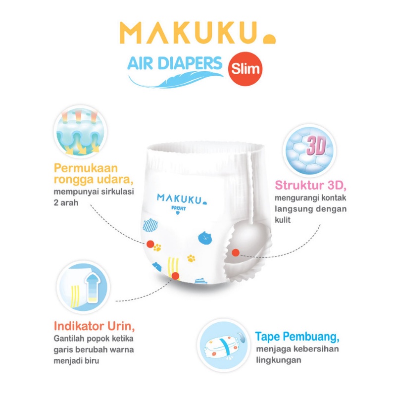 Makuku SAP Diapers Comfort Fit, Comfort+, Slim Care, Slim Pants | Popok Bayi Tipe Celana