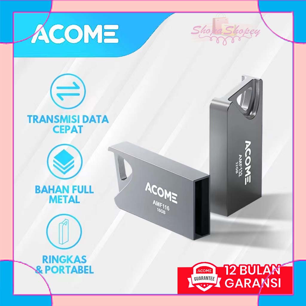 Acome Full Metal High Speed Flashdisk Memory 16GB 32GB Garansi Resmi 1 Tahun seri AMF