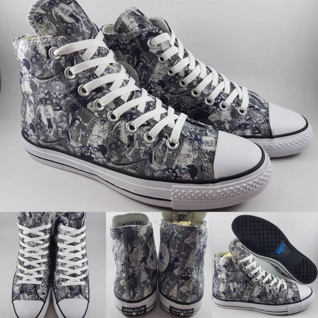 Sepatu Kets One Piece X Converse 70s High Japan Exclusive Mono Chuck Taylor All Star 100th Grey Abu