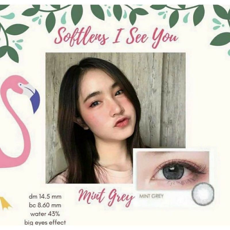 Softlens warna diameter 14.5 water 43% omega IseeYou Warna Mint Grey